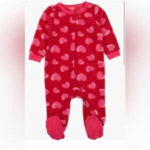 Leveret Footie Sleeper Red/Pink Hearts Girl 18-24 months